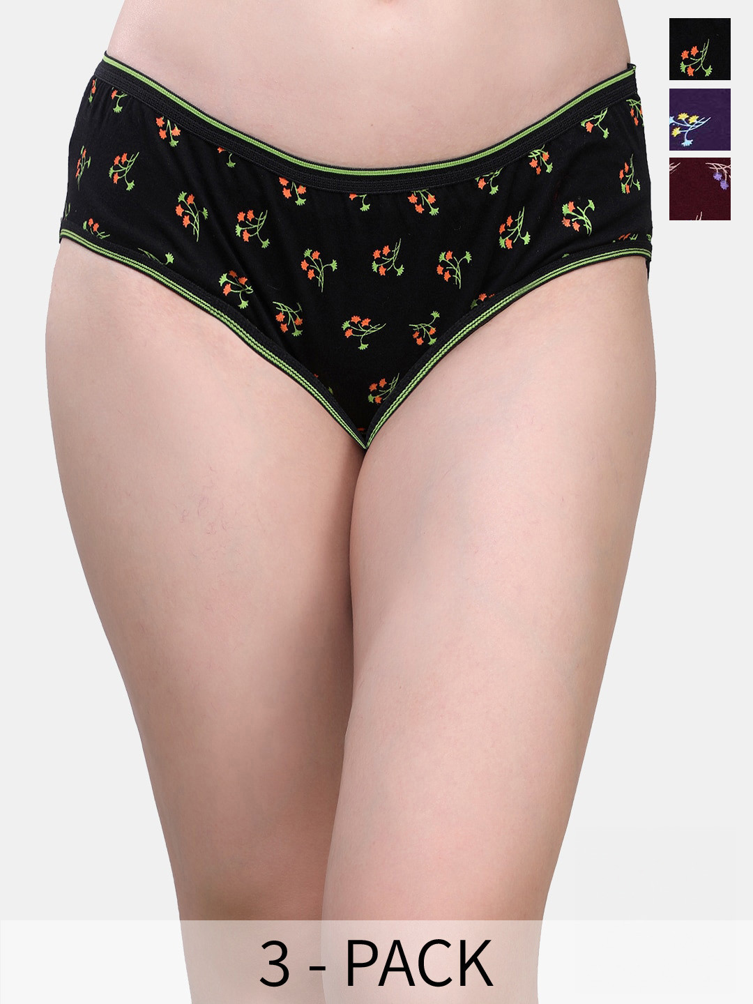 

MAROON Pack of 3 Anti Bacterial Hipster Briefs