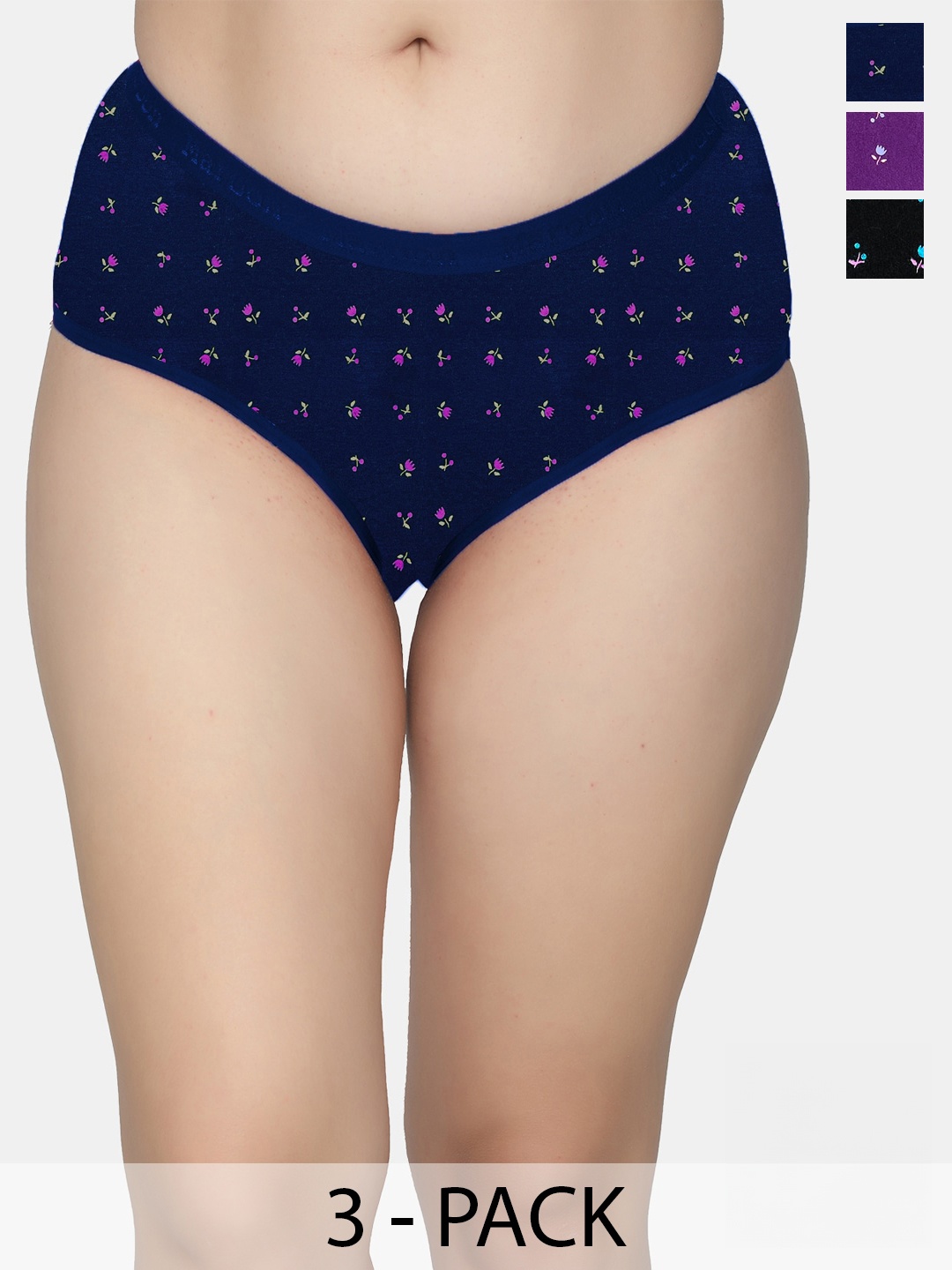 

MAROON Pack of 3 Anti Bacterial Hipster Briefs, Navy blue