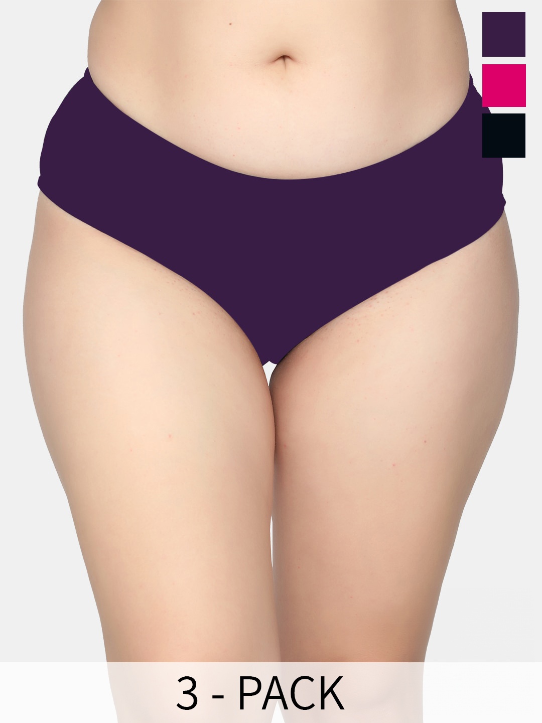 

MAROON Pack Of 3 Mid-Rise Anti Bacterial Hipster Briefs, Purple