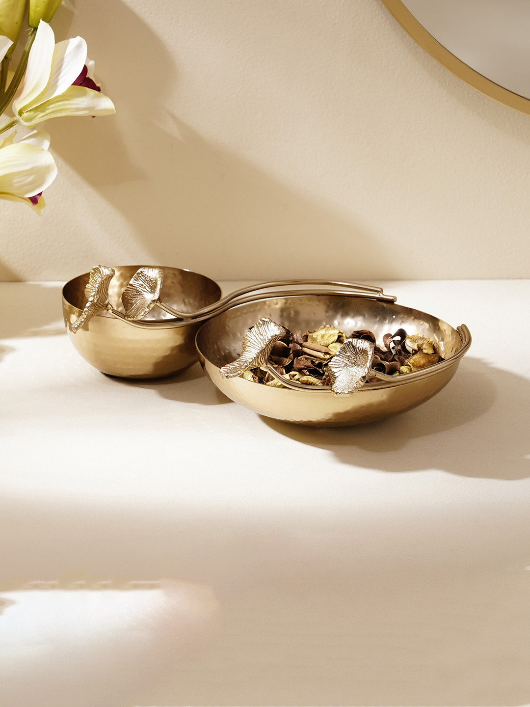 

Home Centre Gold Toned Splendid Brass Hammered Decorative Bowls
