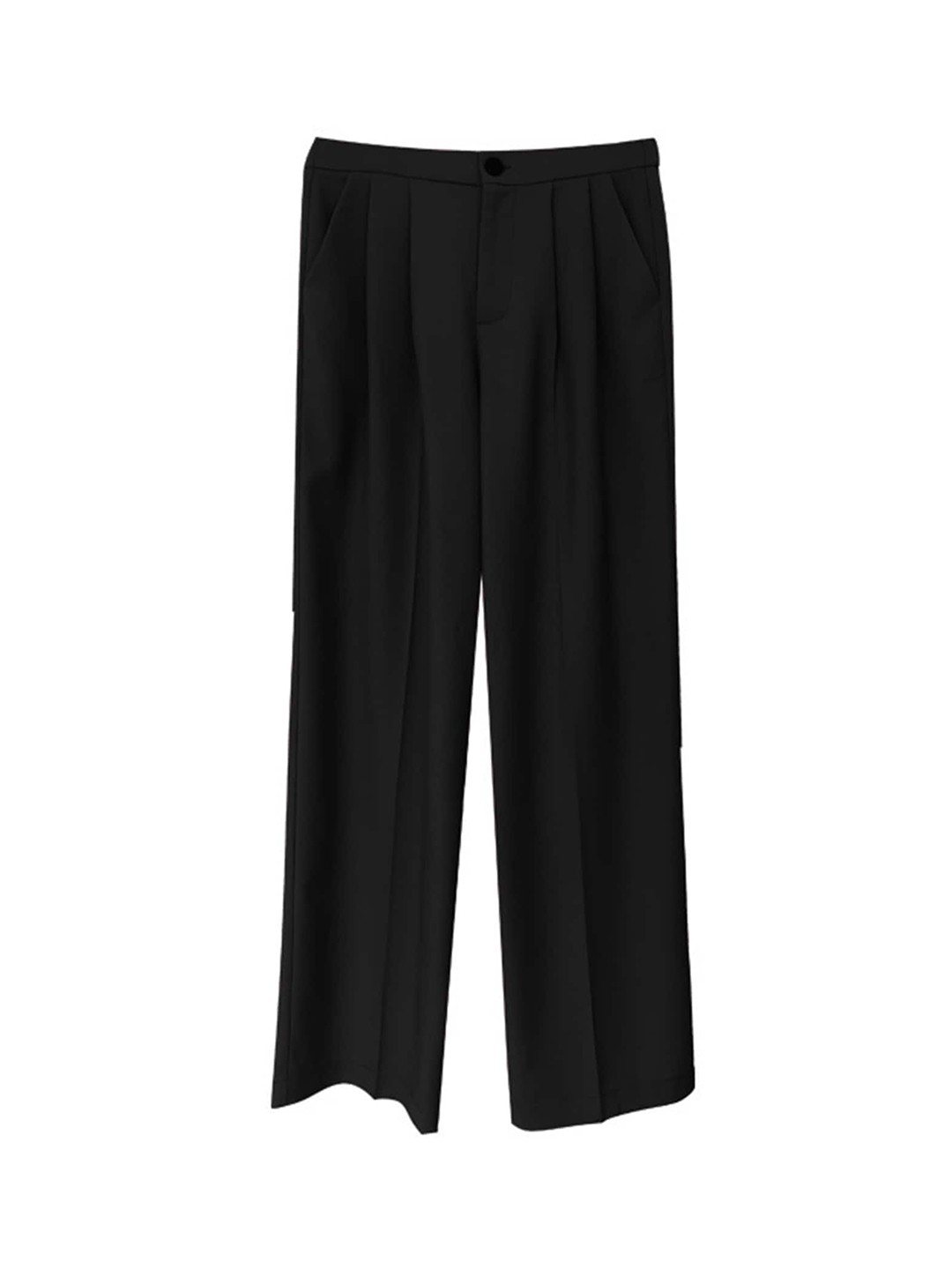

LULU & SKY Women Pleated Parallel Trousers, Black