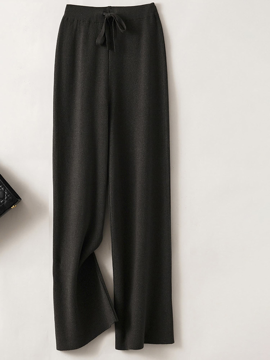 

LULU & SKY Women Straight Fit High Rise Trousers, Black