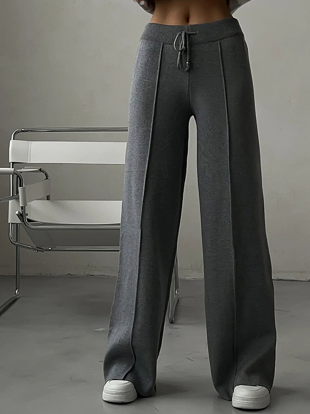 

LULU & SKY Women High-Rise Trousers, Grey