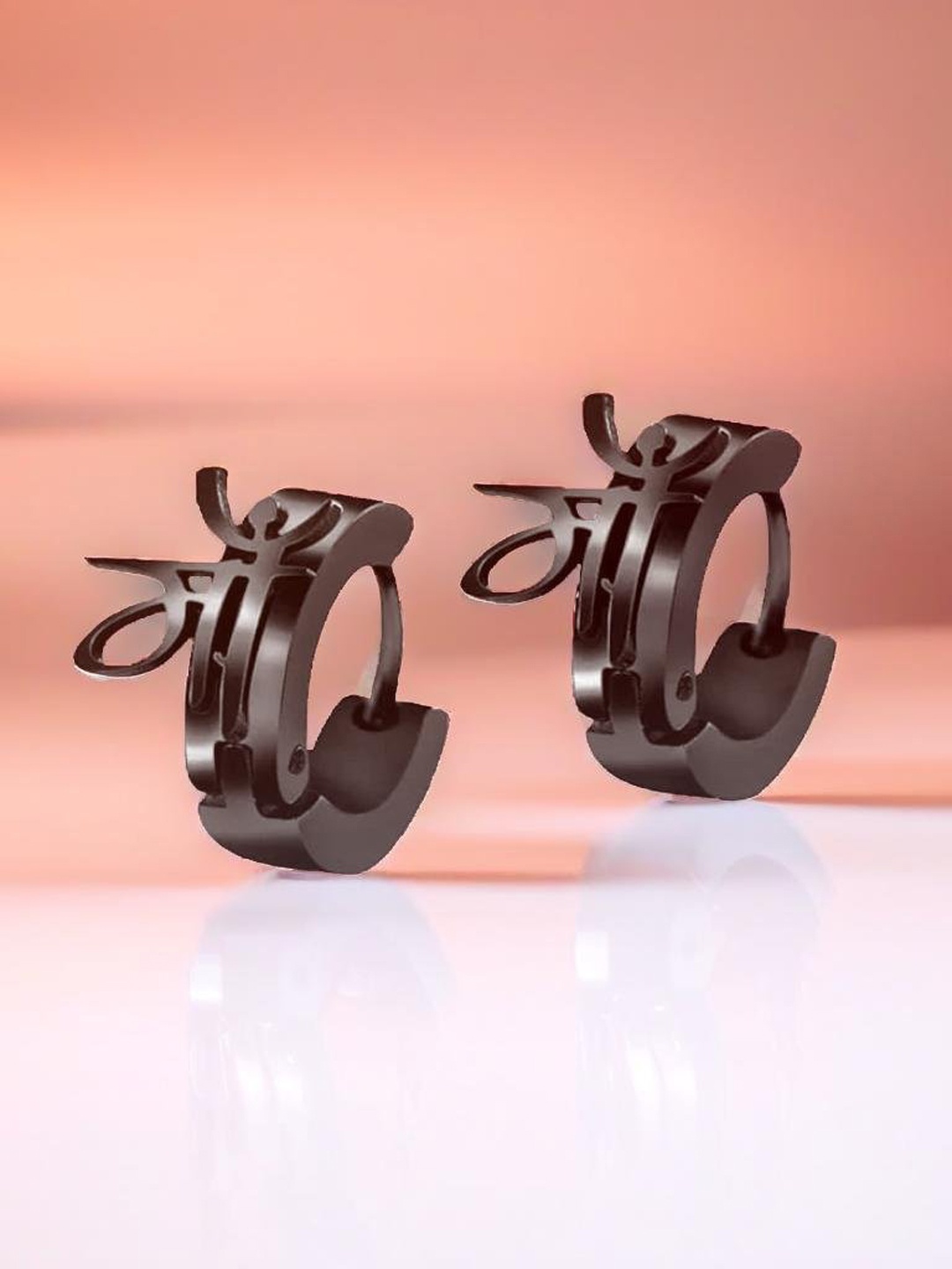 

VIEN Unisex Stainless Steel Cubic Zirconia Contemporary Hoop Earring, Black