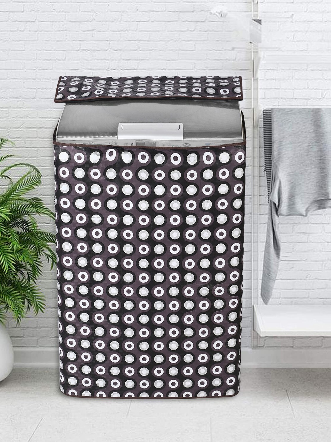 

Dakshya Industries Grey & White Printed Washing Machine Cover