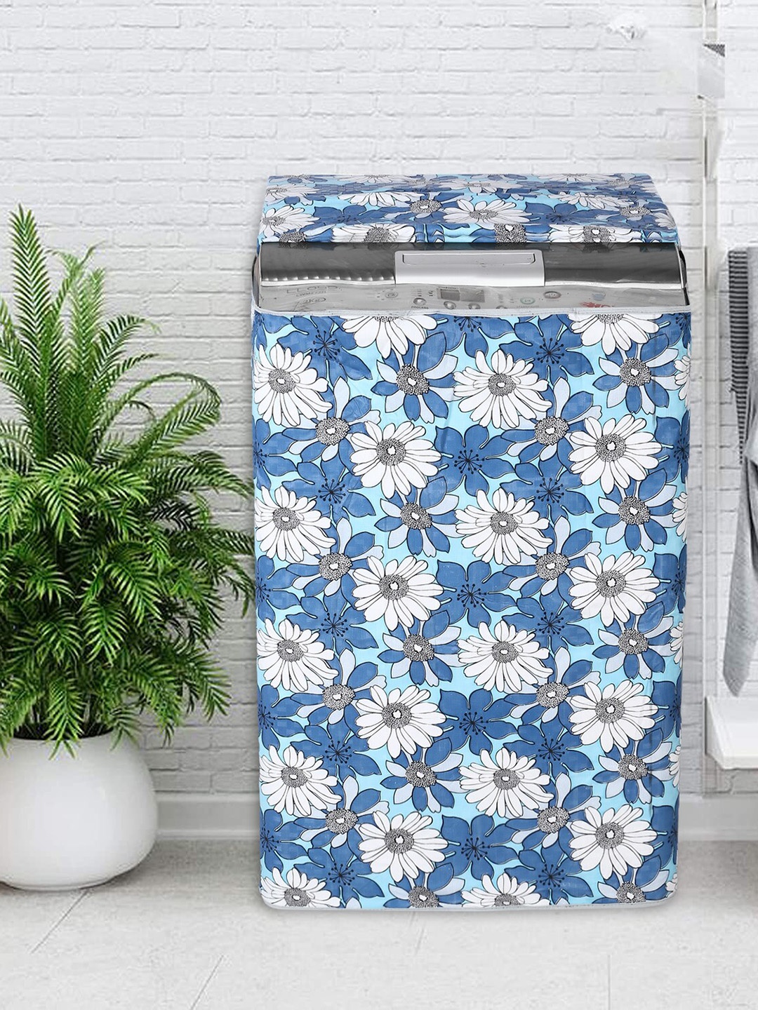 

Dakshya Industries Blue Floral Printed Washing Machine Cover