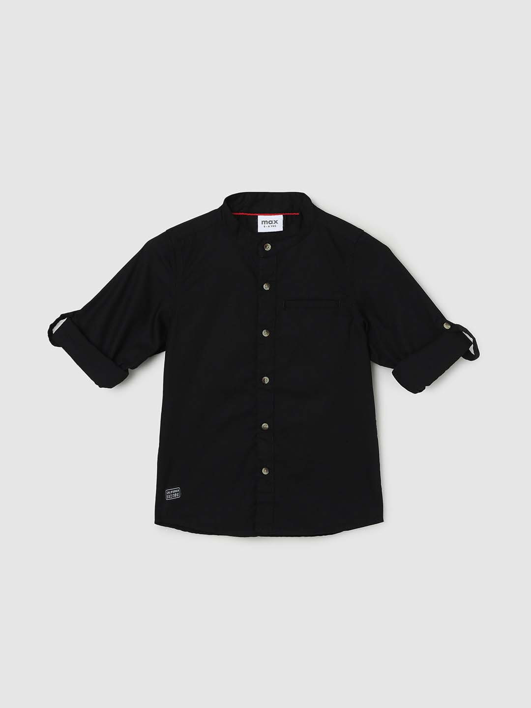 

max Boys Roll-Up Sleeves Pure Cotton Casual Shirt, Black