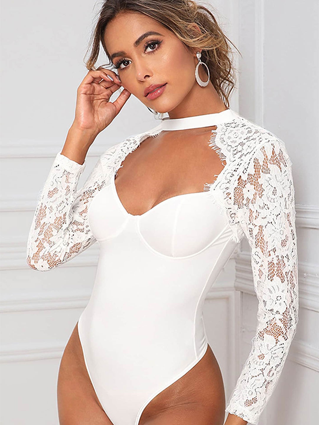 

LULU & SKY Self Design Bodysuit, White