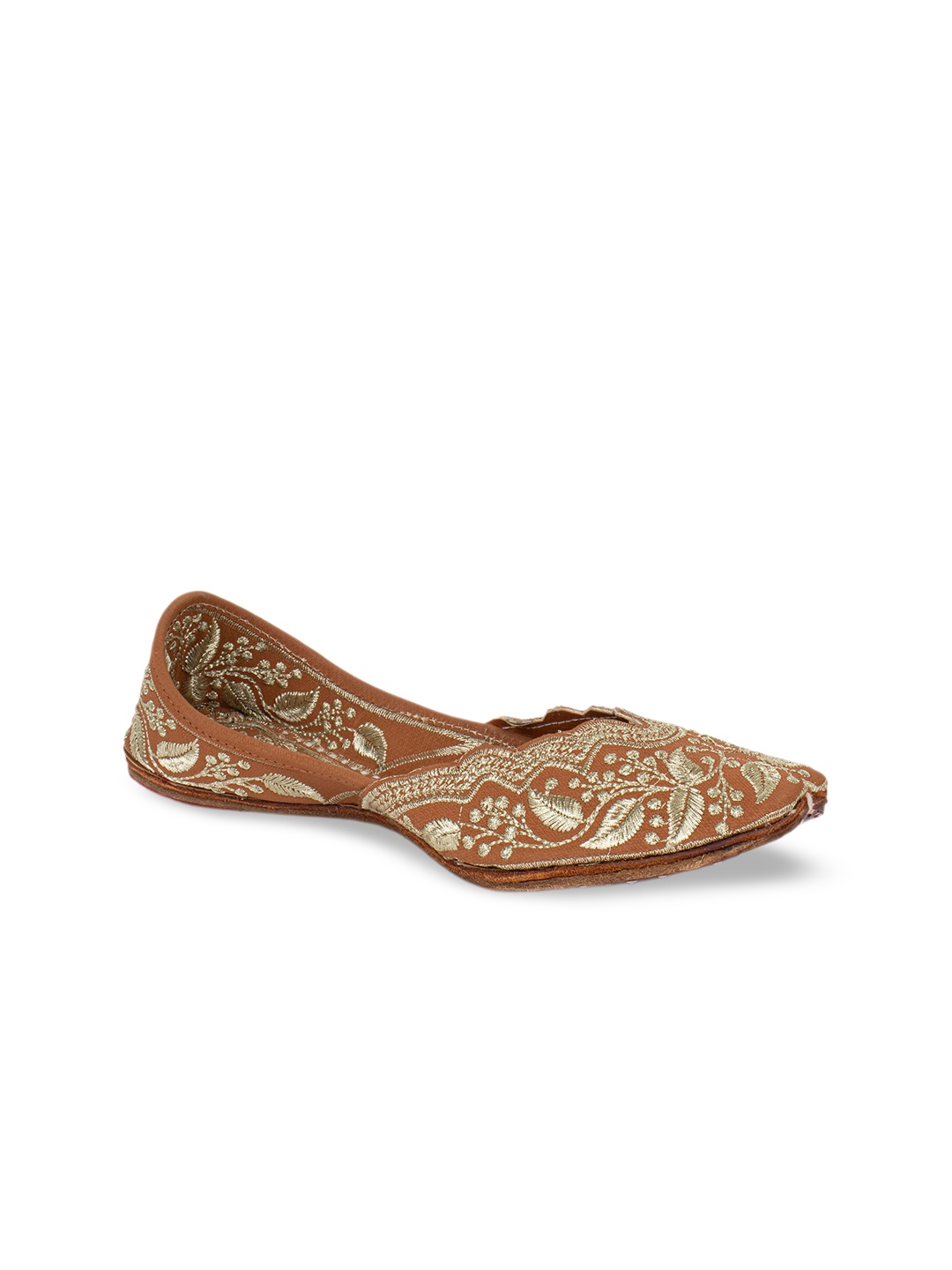 

Ta Chic Ethnic Embellished Square Toe Fabric Mojaris, Tan