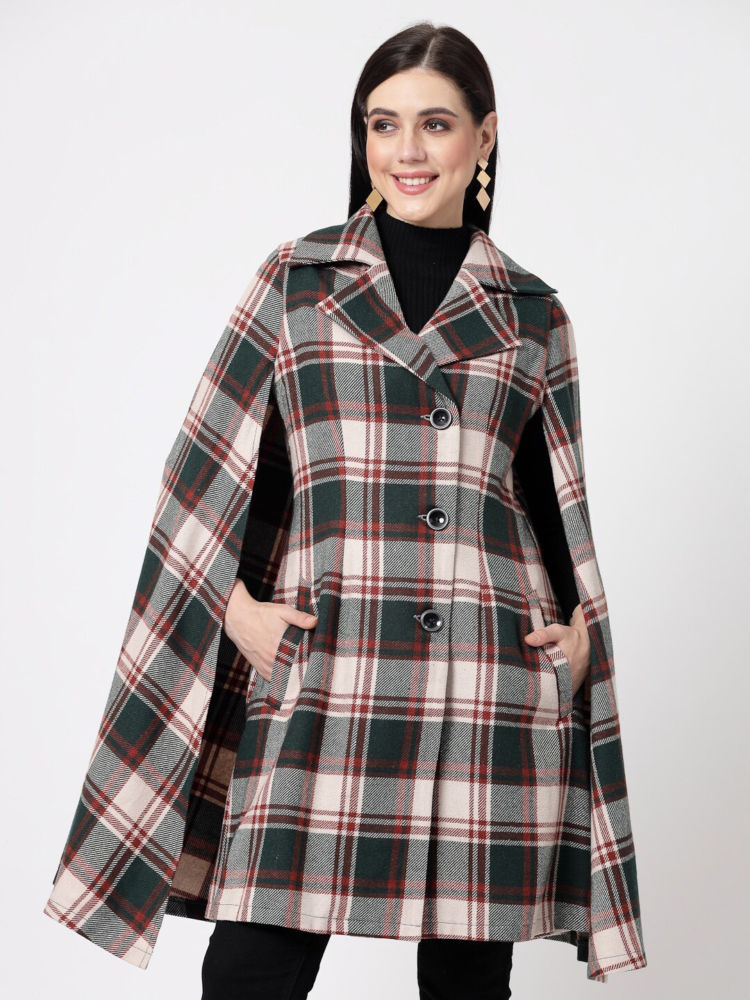 

Owncraft Double Breasted Wool Checked Overcoat, White