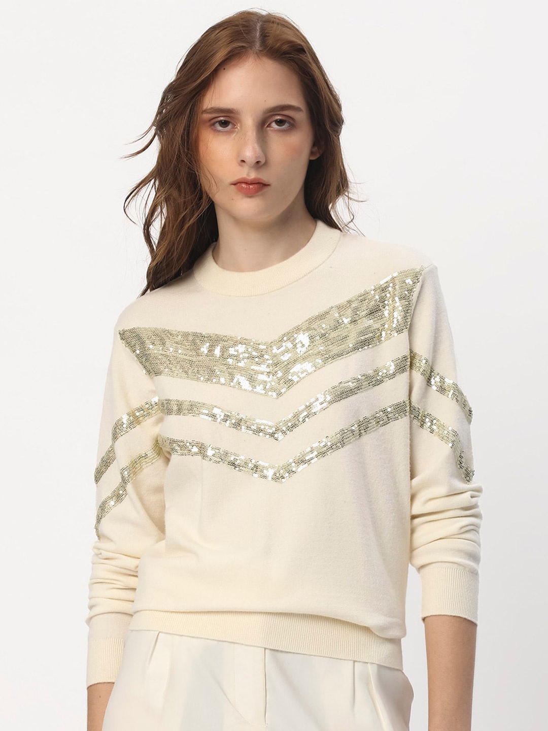 

RAREISM Embellished Detailed Pullover, Off white
