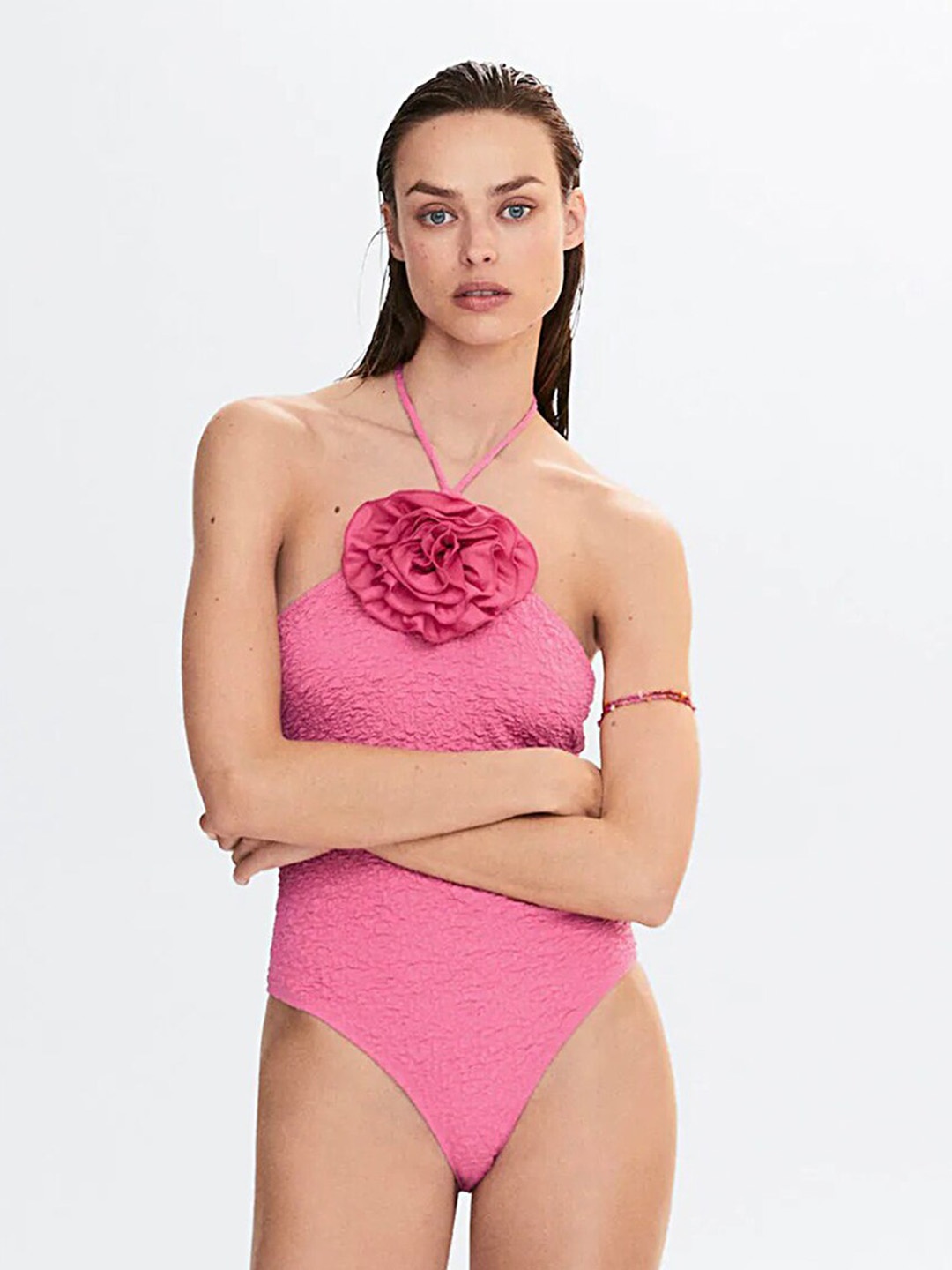 

LULU & SKY Self Designed Halter Neck Bodysuit, Pink