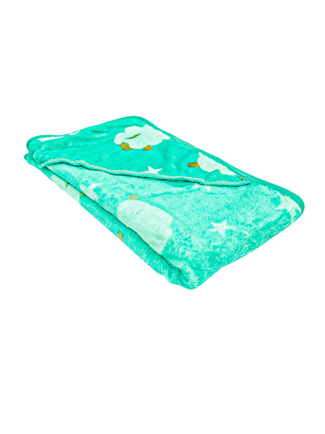 

Born Babies Infants Green Printed Hooded Terry Cotton 300 GSM Bath Towels