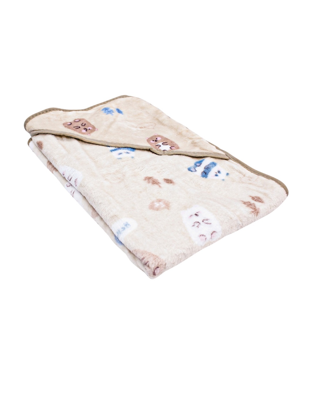 

Born Babies Infants Beige Printed Hooded Terry Cotton 300 GSM Bath Towels