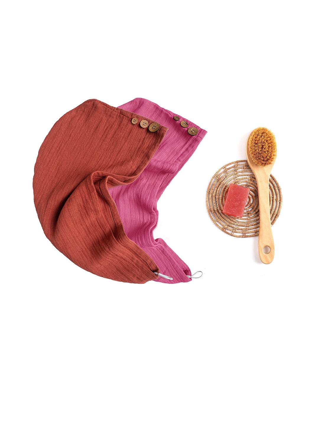 

Doctor Towels Pack Of 2 Banana Double Cloth Hair Wrap, Brown