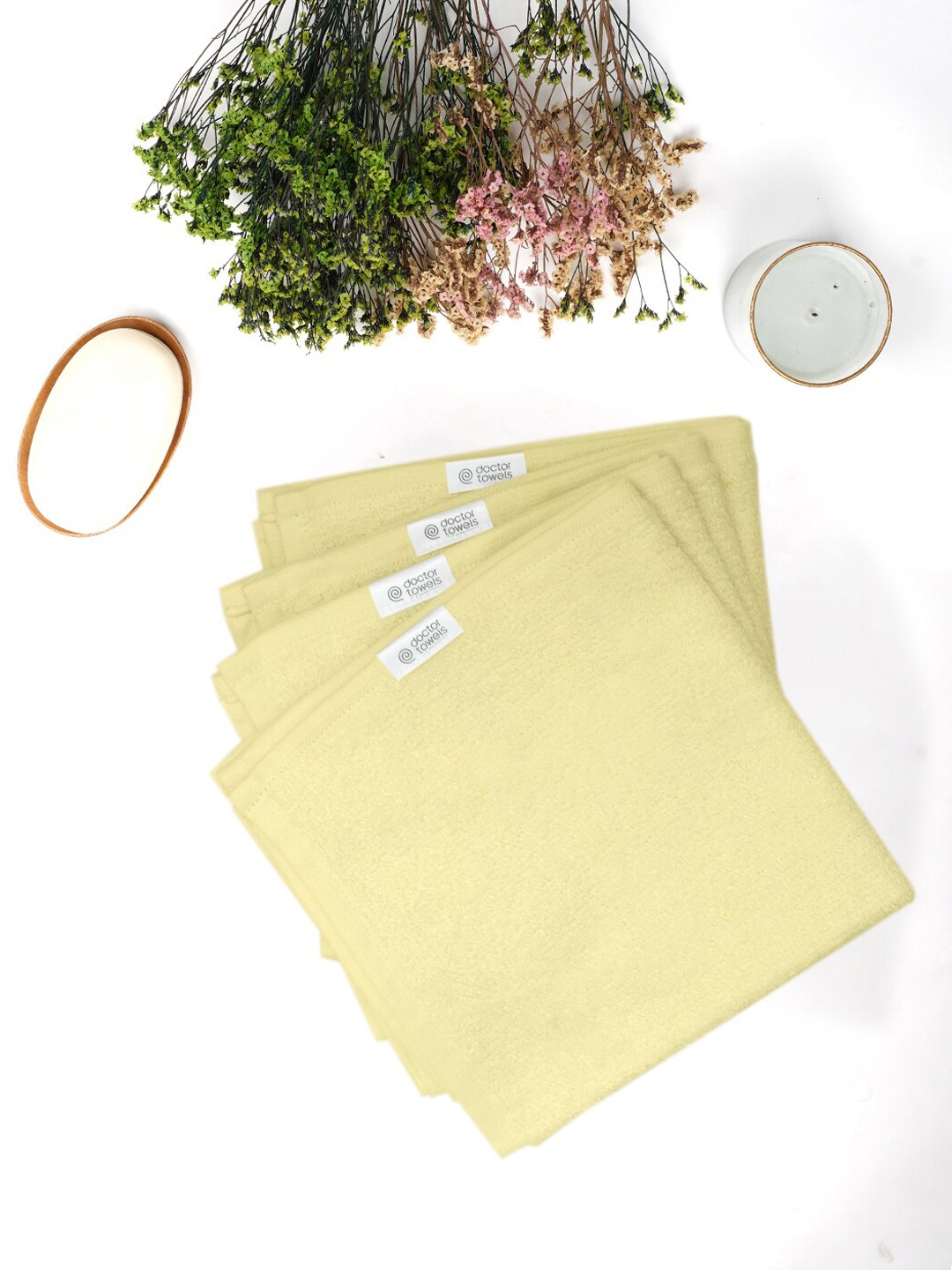 

Doctor Towels Pack of 4 Yellow Bamboo Terry Face Towels