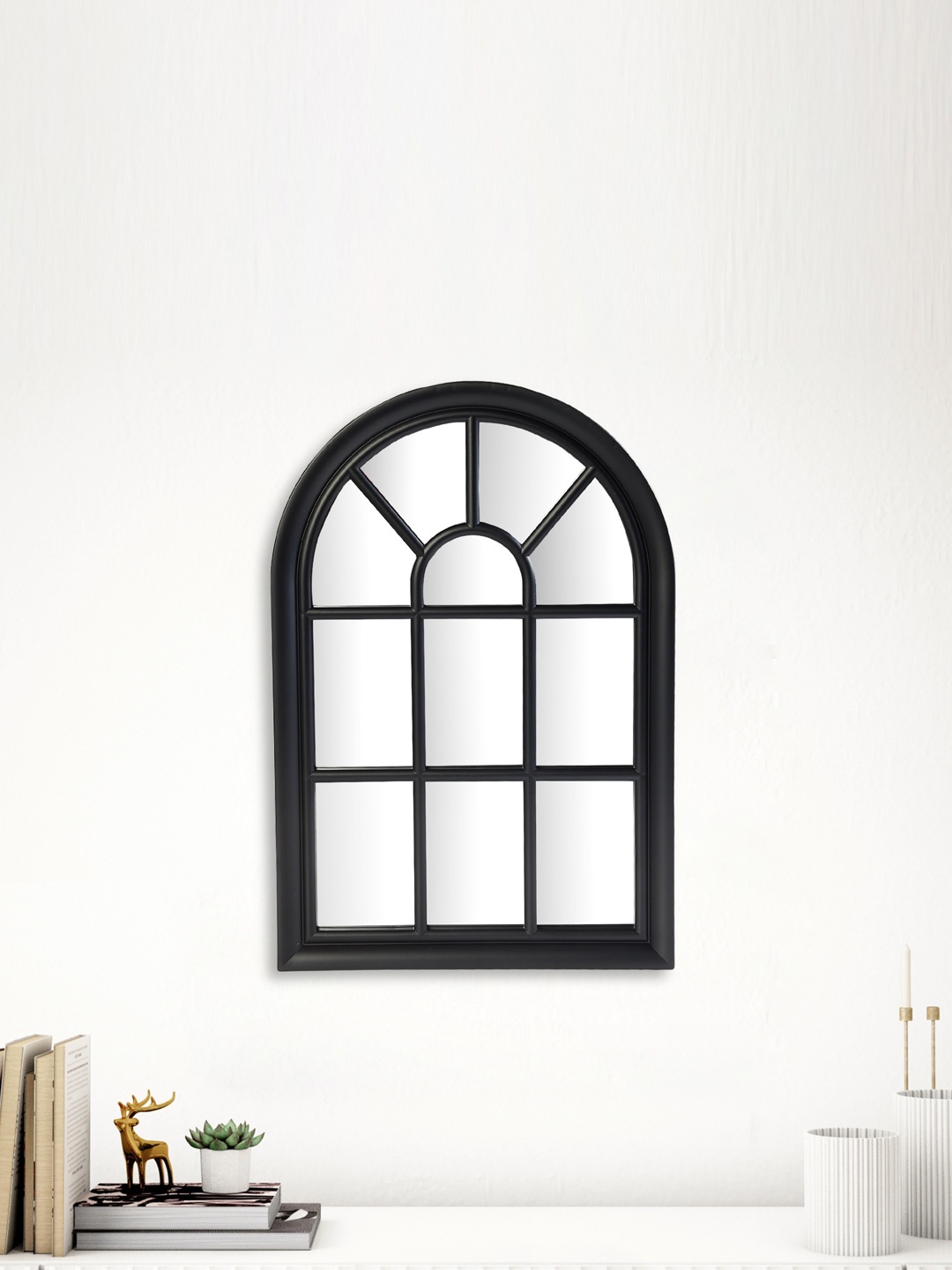 

Home Centre Reflection Geophy Black & Grey Framed Cylindrical-Shape Decor Wall Mirror