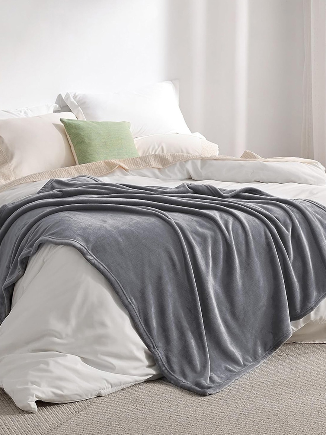 

Nivasam Plush Grey AC Room 233 GSM Single Bed Blanket