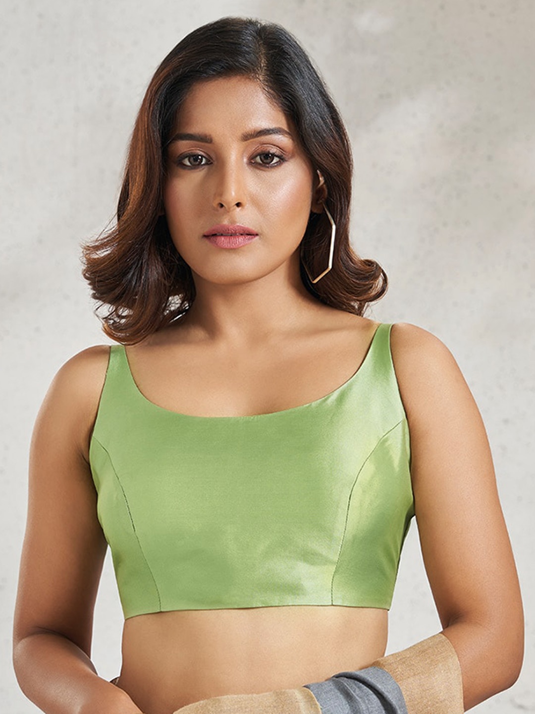 

SALWAR STUDIO Silk Saree Blouse, Green