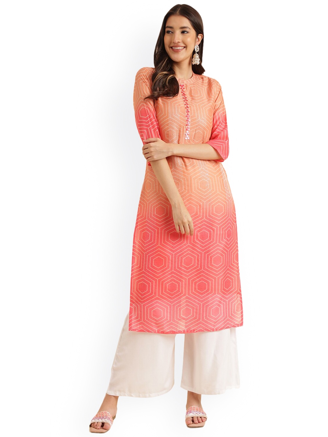 

Nimayaa Ethnic Motifs Printed Kurta, Peach