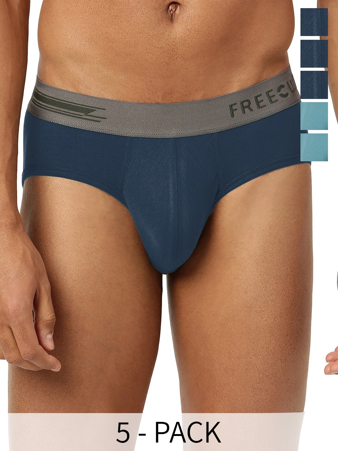 

FREECULTR Pack Of 4 Anti Microbial Basic Briefs, Blue