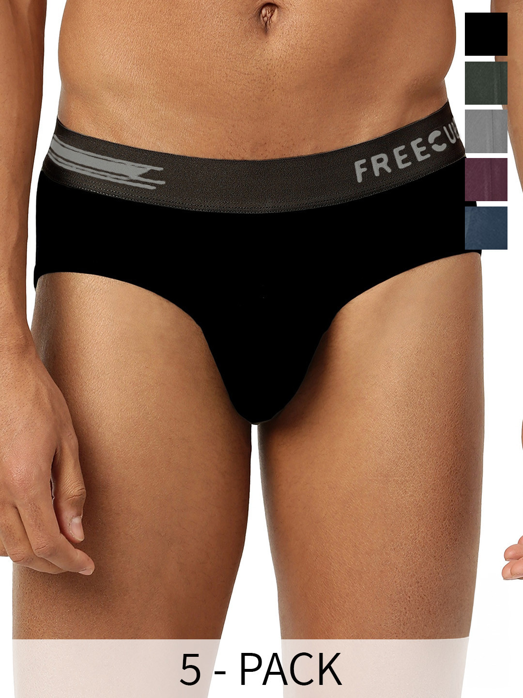 

FREECULTR Pack Of 5 Anti Microbial Basic Briefs, Blue