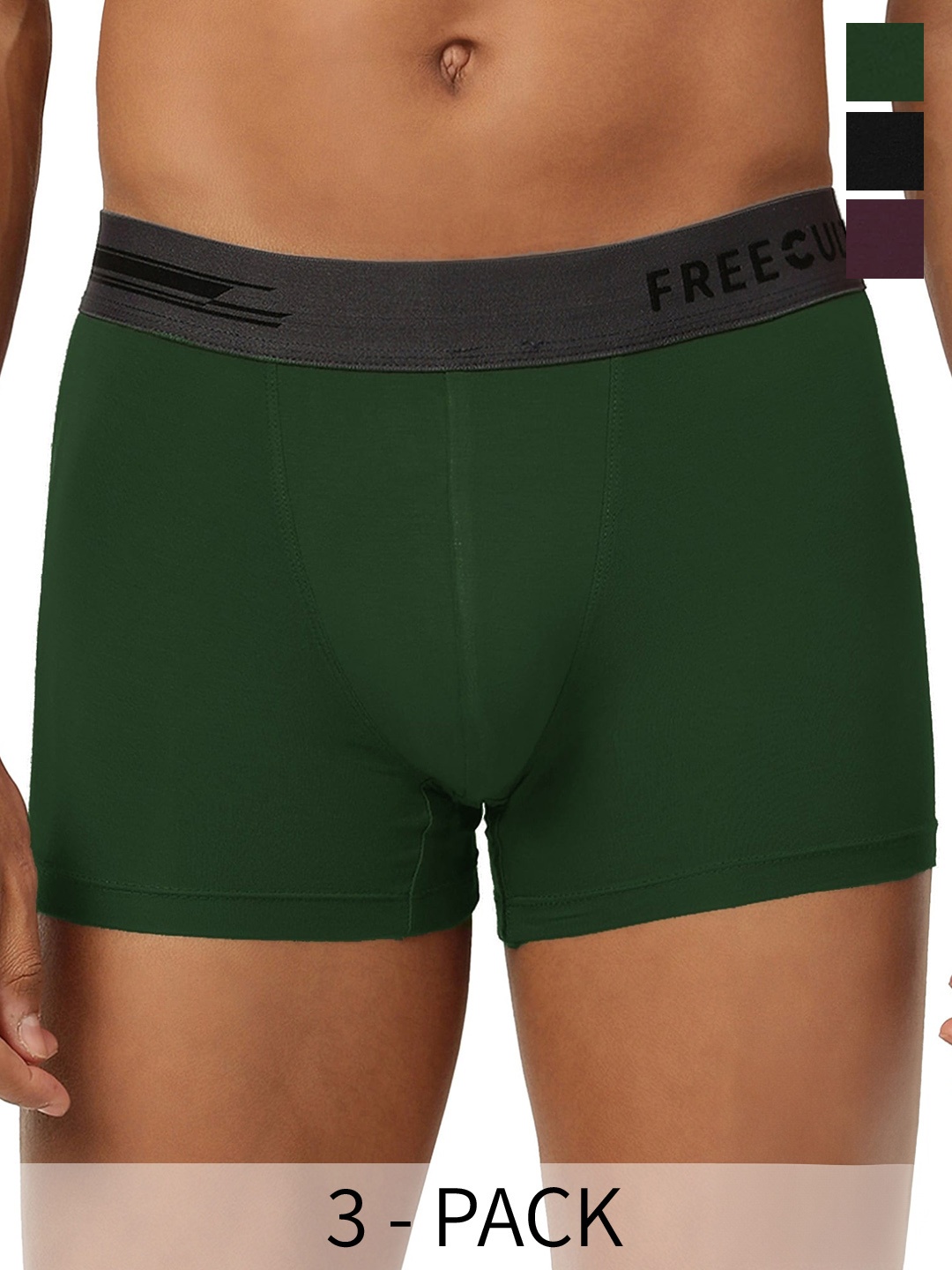 

FREECULTR Pack Of 5 Mid-Rise Anti-Bacterial Sweat Proof Trunks FC-XT-T-POB-SEG-SW-TV-CW-05, Green