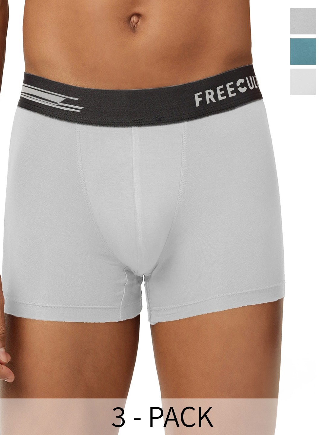 

FREECULTR Pack Of 4 Mid-Rise Anti-Bacterial Trunks, Blue