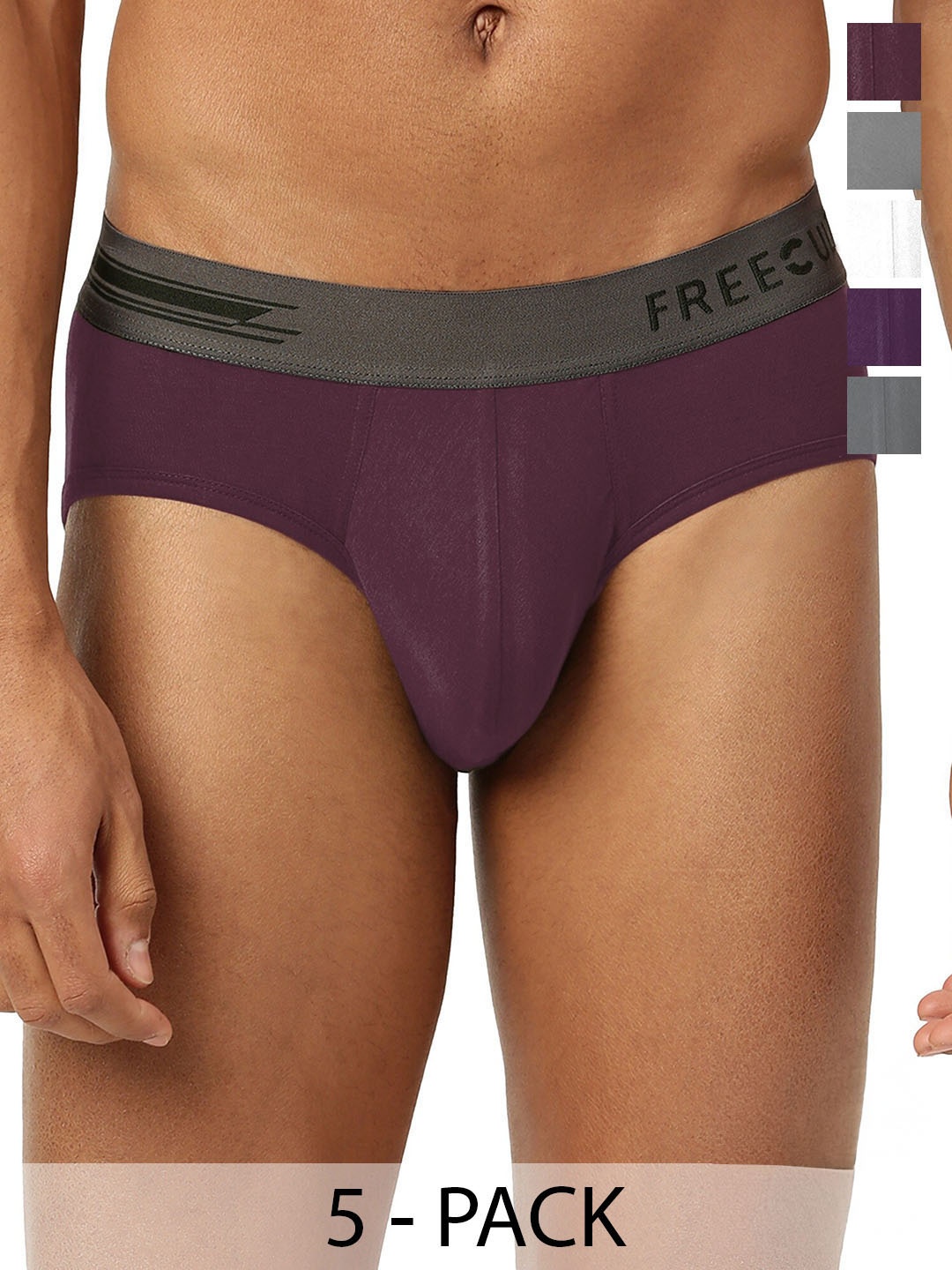 

FREECULTR Pack of 5 Anti Microbial Airsoft Sweat Proof Briefs, Grey