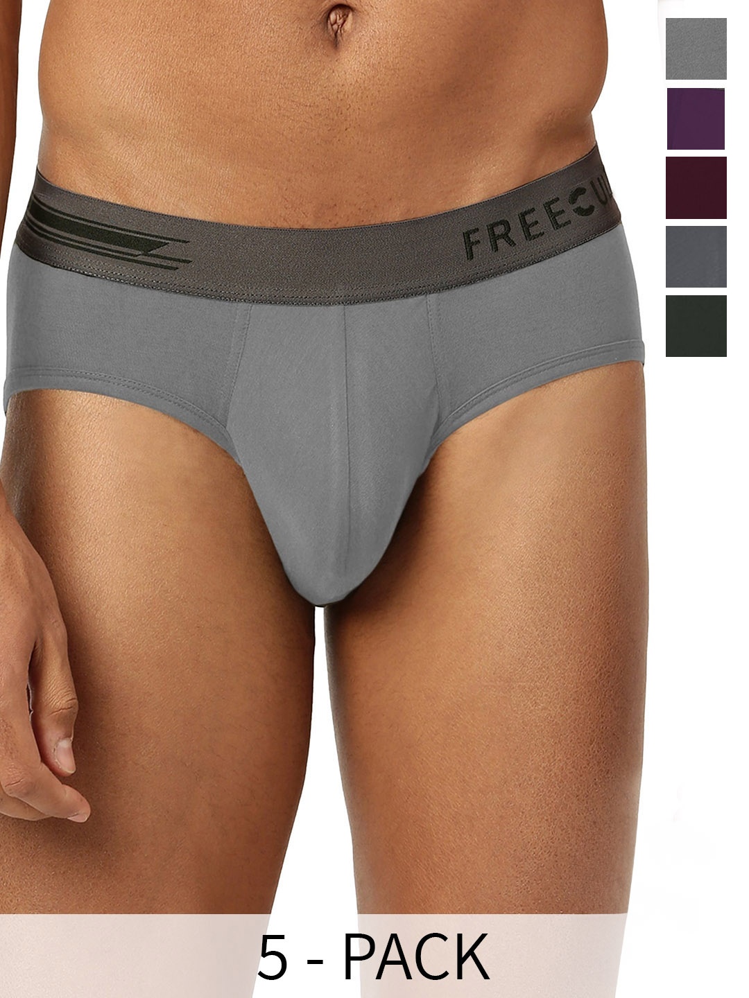 

FREECULTR Pack of 5 Anti Microbial Airsoft Sweat Proof Briefs, Green