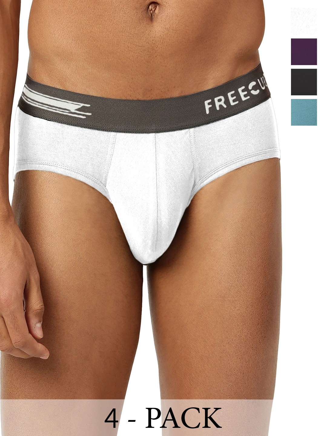 

FREECULTR Men Pack Of 4 Anti Bacterial Ribbed Briefs, Blue