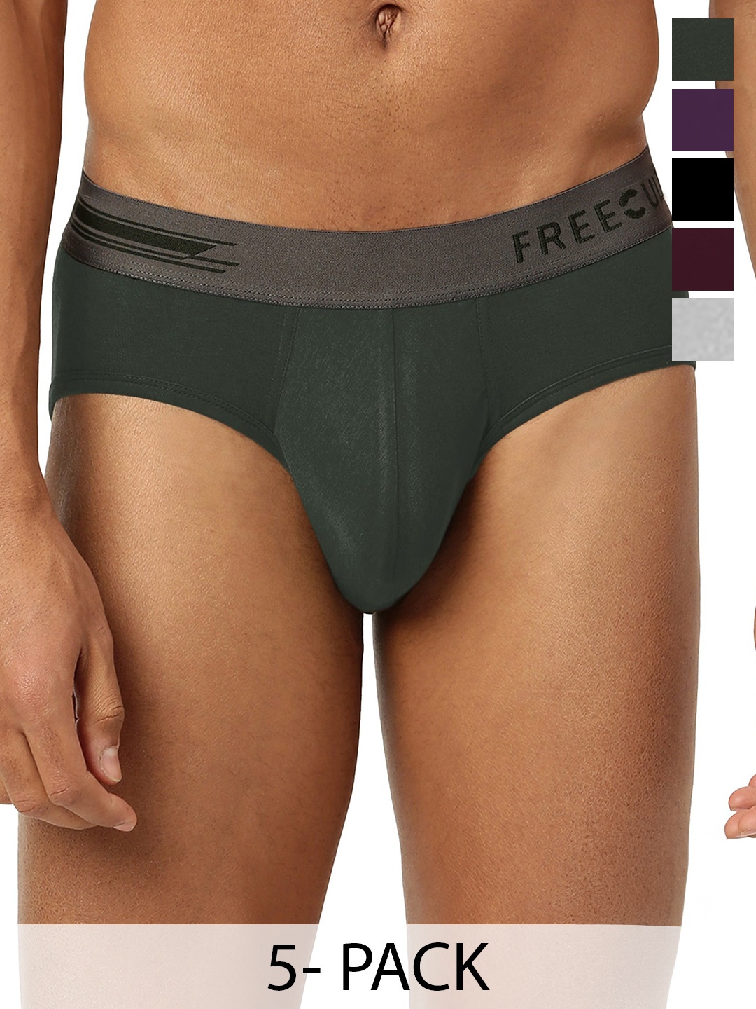 

FREECULTR Pack of 5 Anti Microbial Airsoft Sweat Proof Briefs, Black