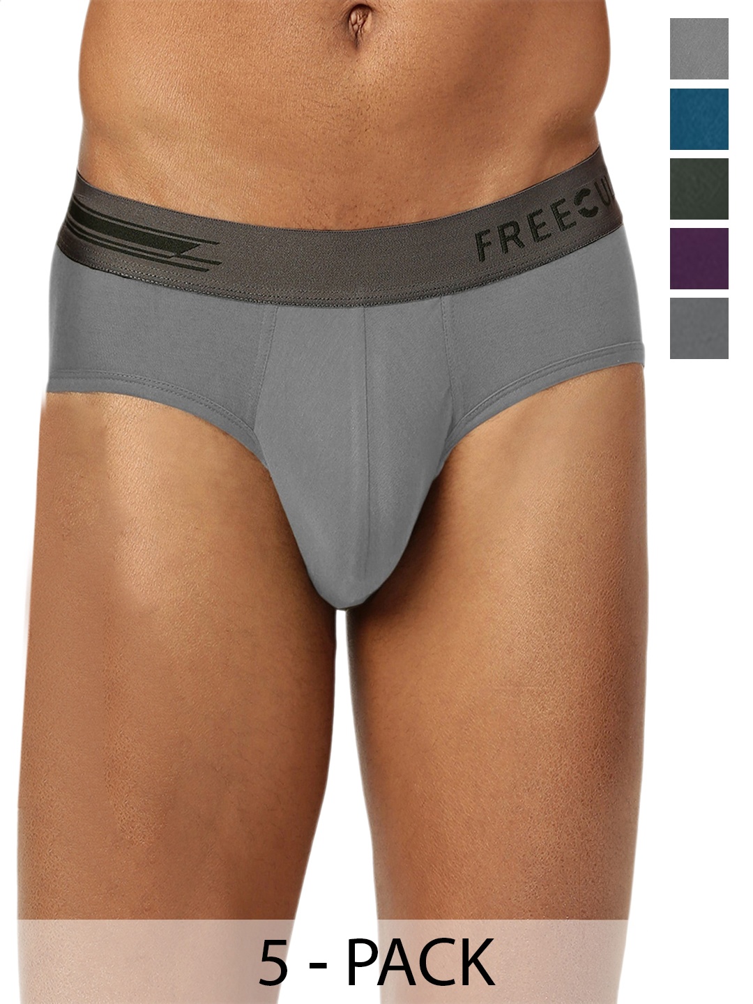 

FREECULTR Pack of 5 Anti Microbial Airsoft Sweat Proof Briefs, Green