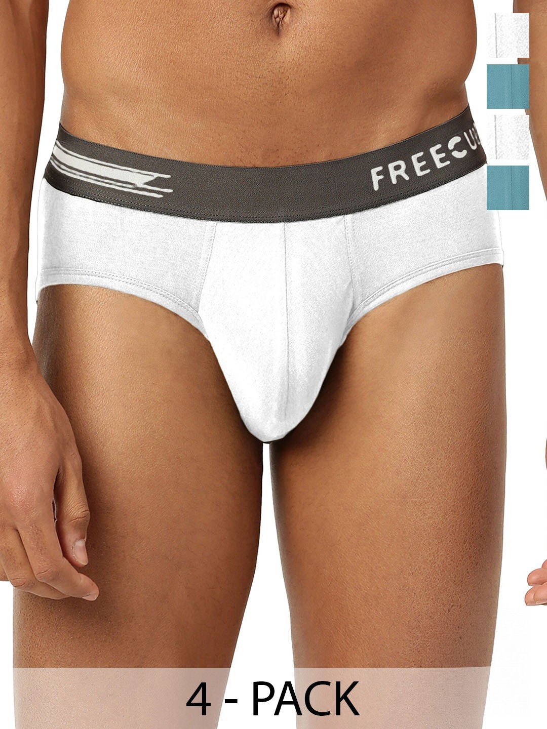 

FREECULTR Men Pack Of 4 Anti Bacterial Ribbed Briefs, Blue