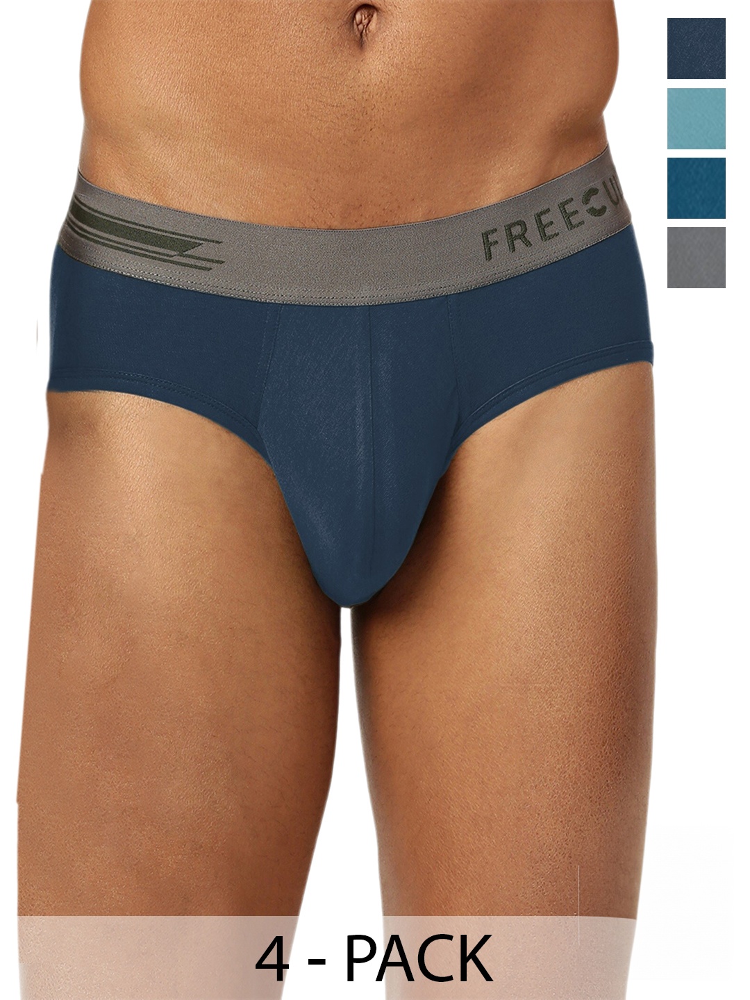 

FREECULTR Pack of 4 Anti Microbial Airsoft Sweat Proof Briefs FC-XT-B-MAB-PB-MB-AG-04, Blue