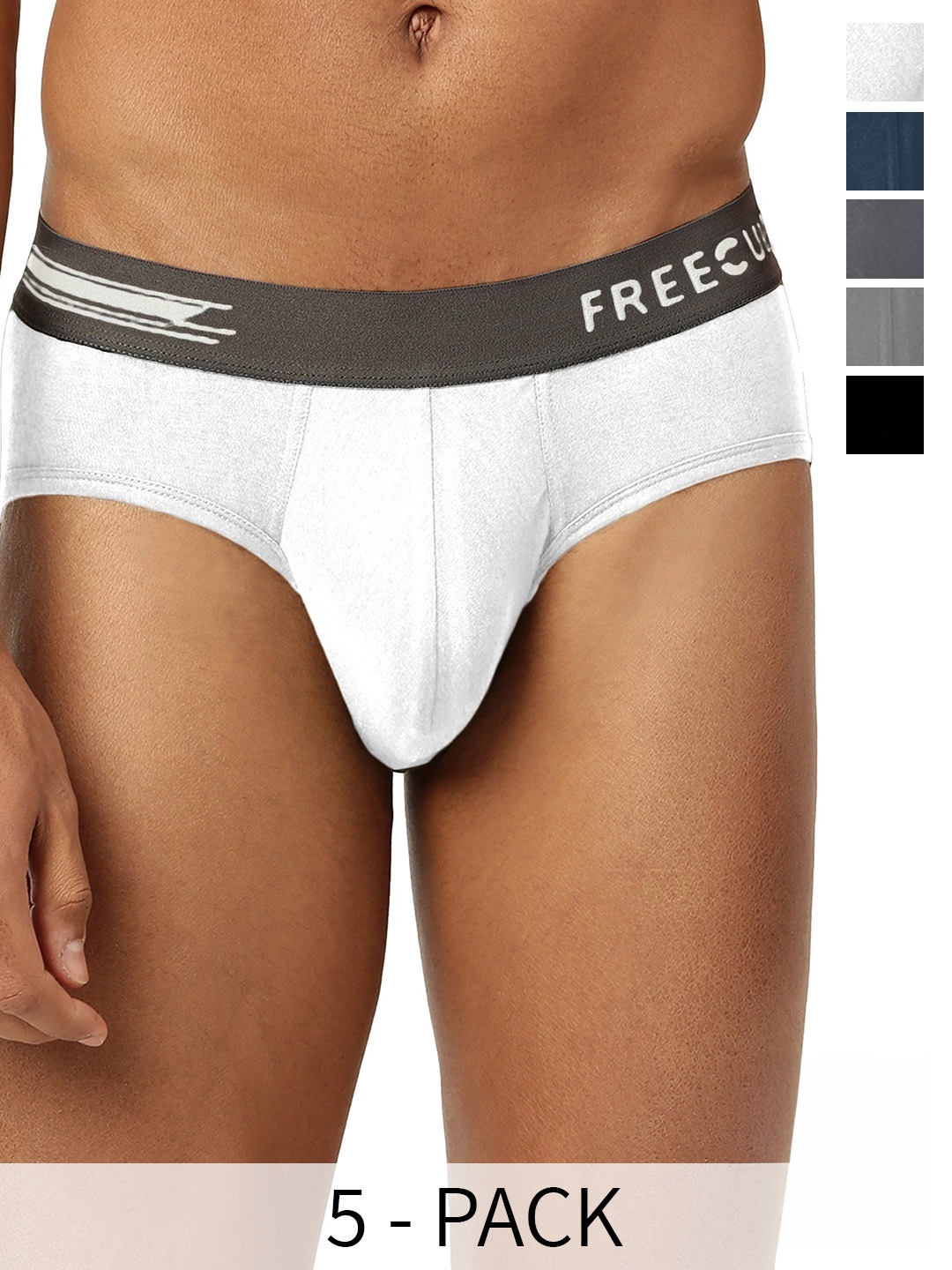 

FREECULTR Pack Of 5 MidRise Anti Bacterial Briefs, White