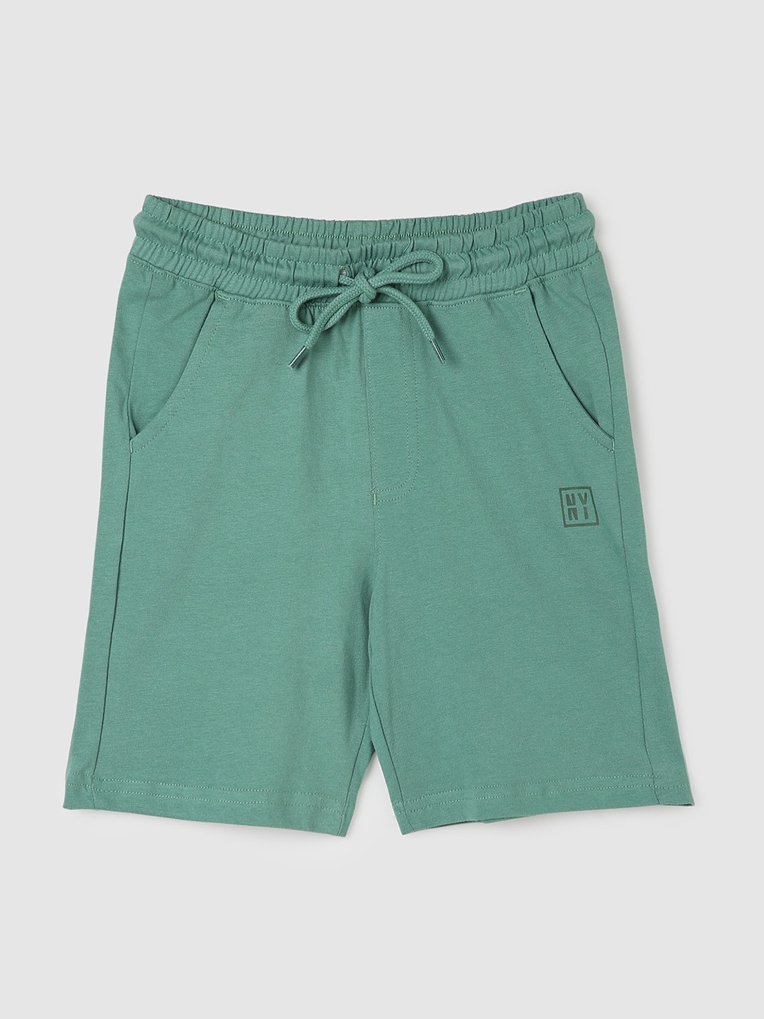 

max Boys Regular Fit Mid Rise Pure Cotton Shorts, Green