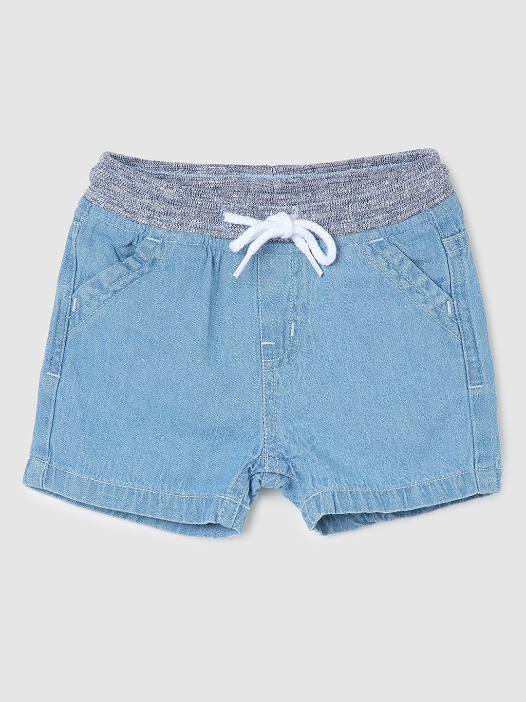 

max Boys Mid-Raise Regular Fit Pure Cotton Denim Shorts, Blue