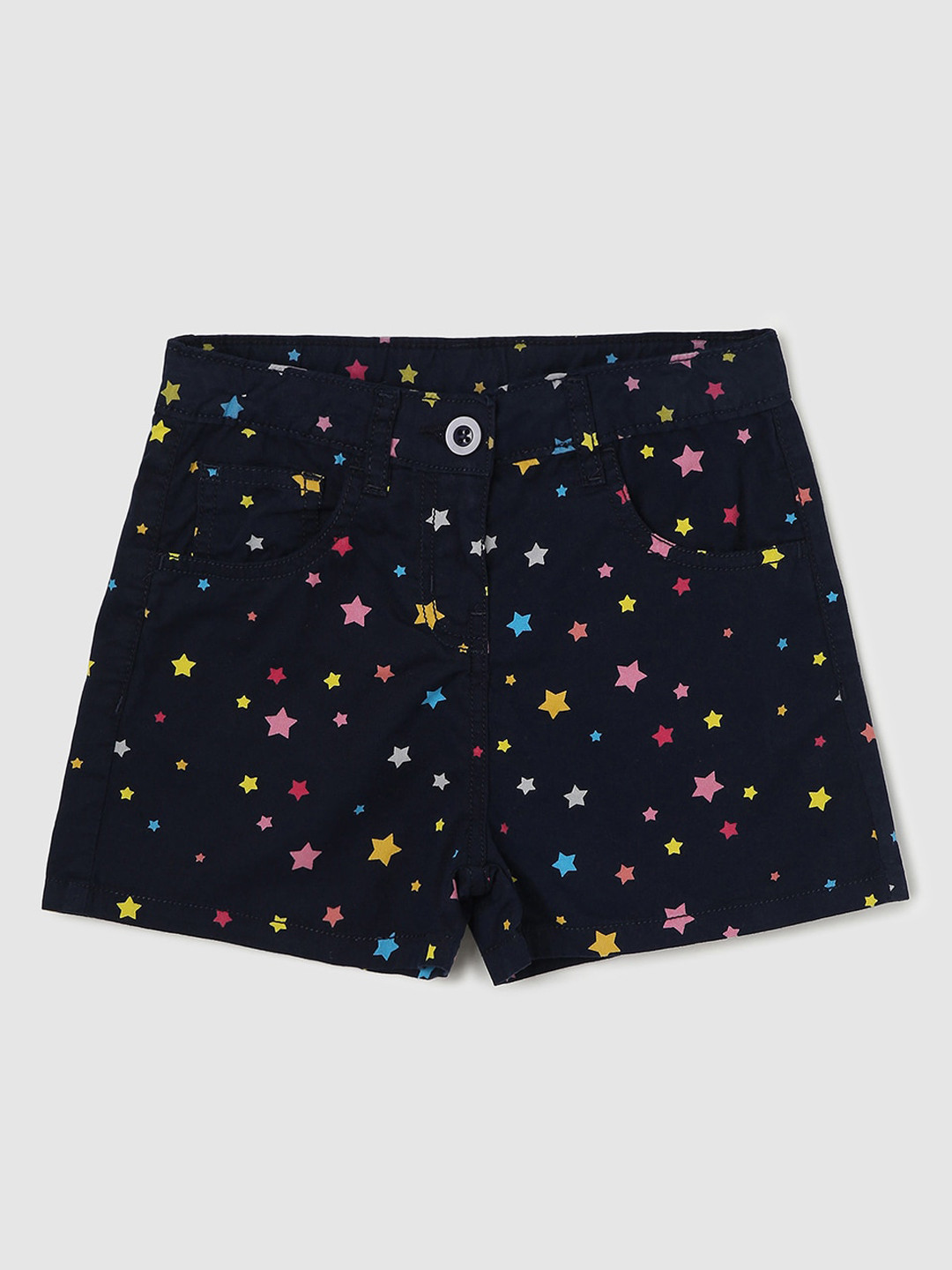 

max Girls Conversational Printed Cotton Regular Shorts, Navy blue