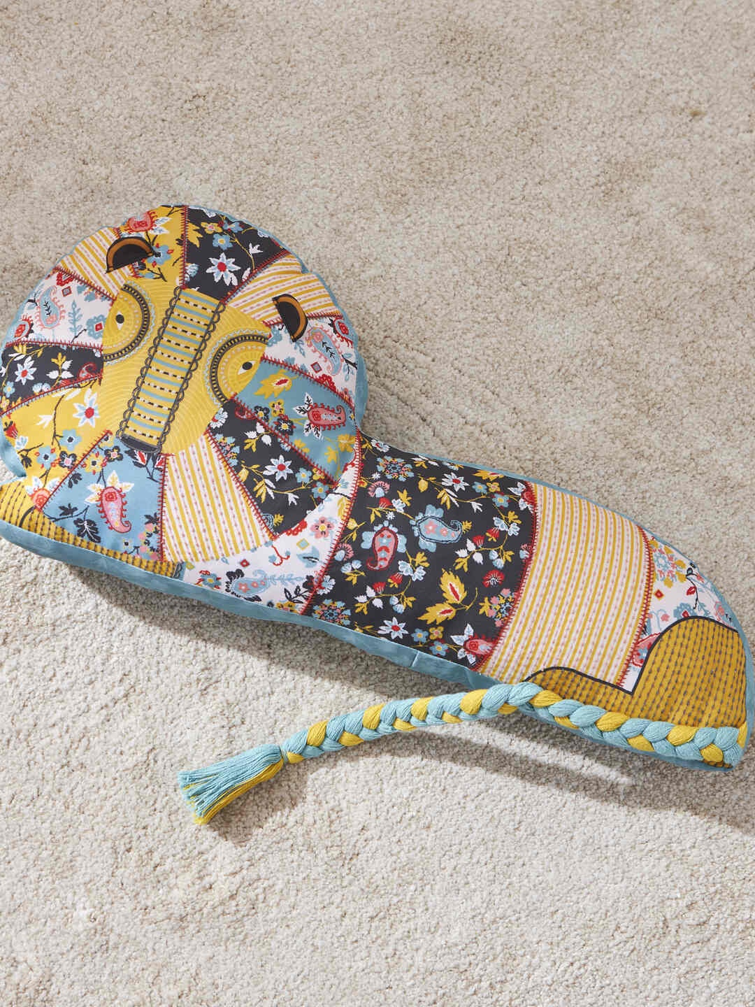 

Chumbak Yellow Babbarsher Printed Polyester Filled Cushion