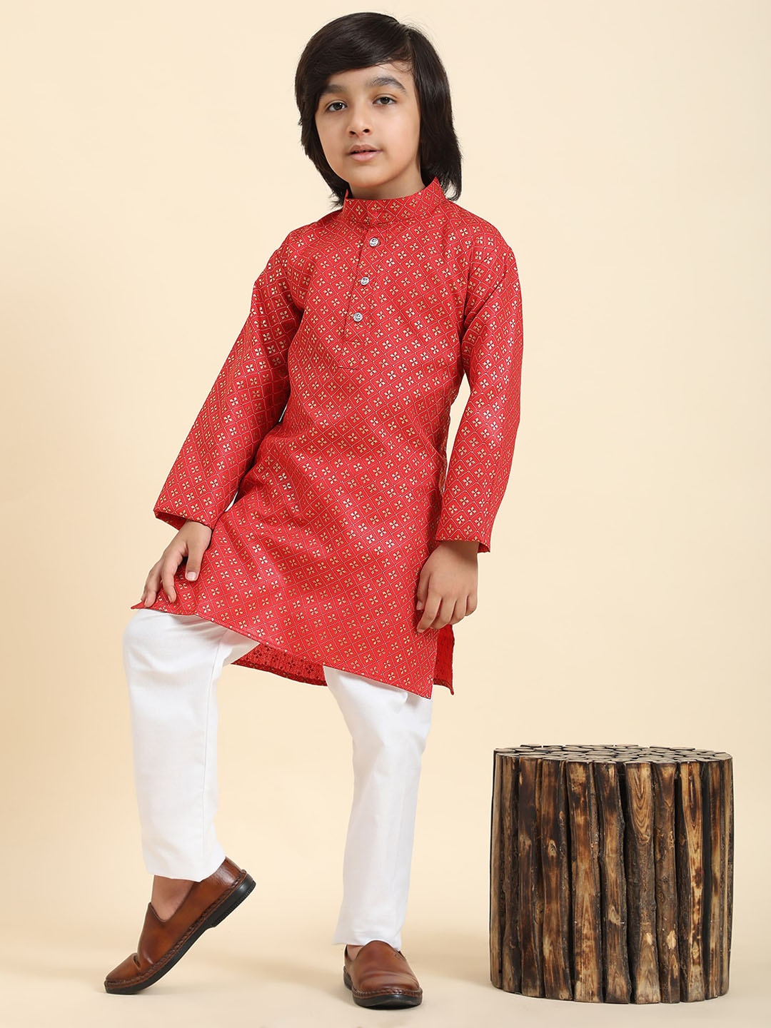 

Pro-Ethic STYLE DEVELOPER Boys Floral Printed Regular Kurta With Pyjamas, Maroon