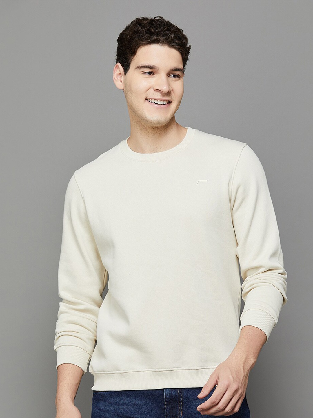 

Fame Forever by Lifestyle Round Neck Cotton Sweatshirt, Beige