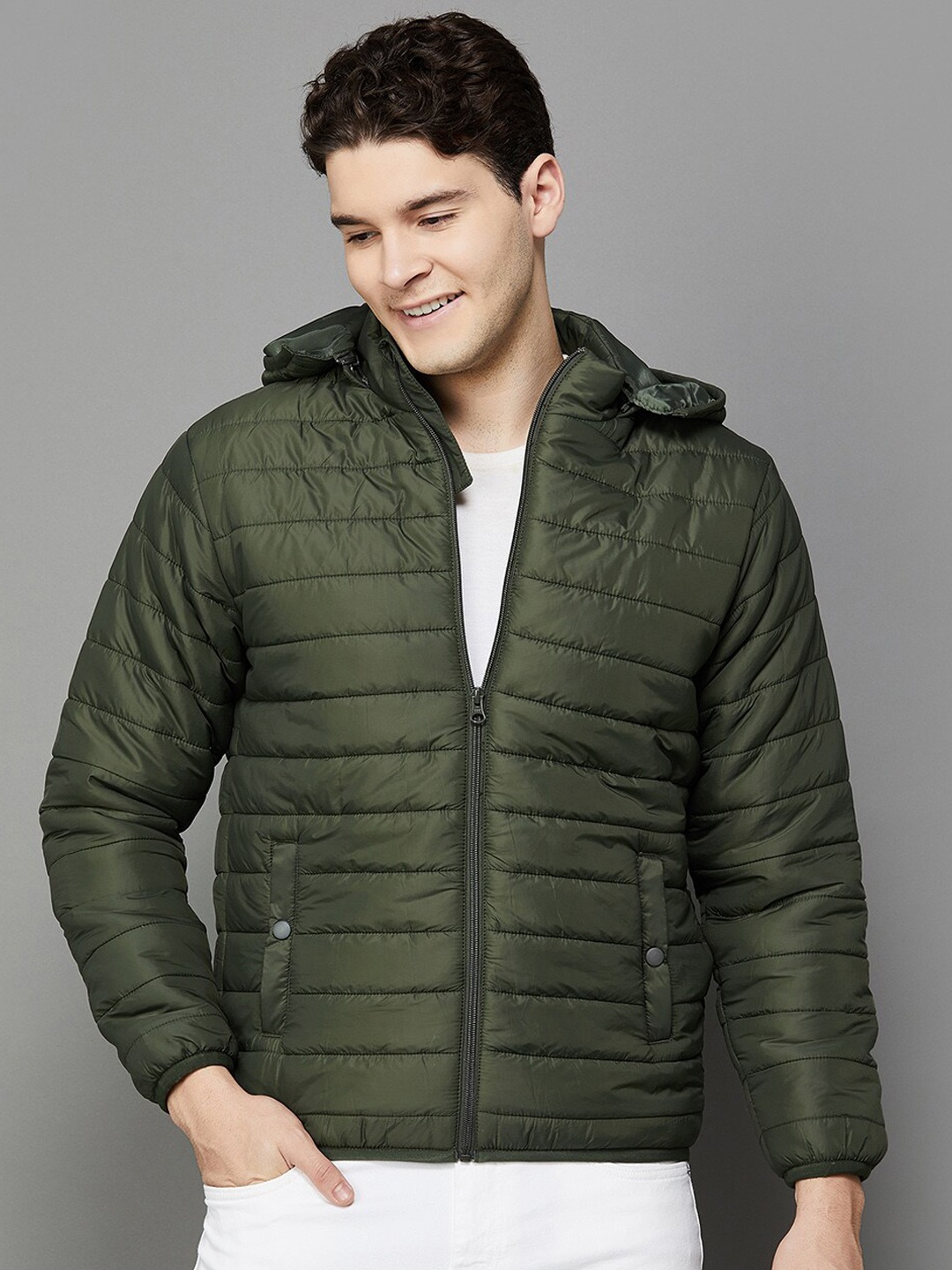 

Fame Forever by Lifestyle Hooded Puffer Jacket, Olive
