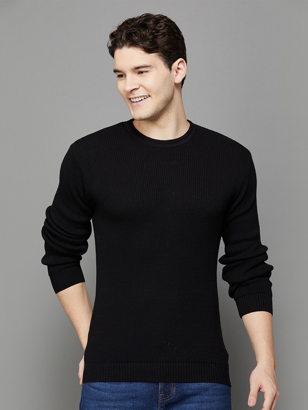 

Fame Forever by Lifestyle Round Neck Long Sleeves Cotton T-shirt, Black