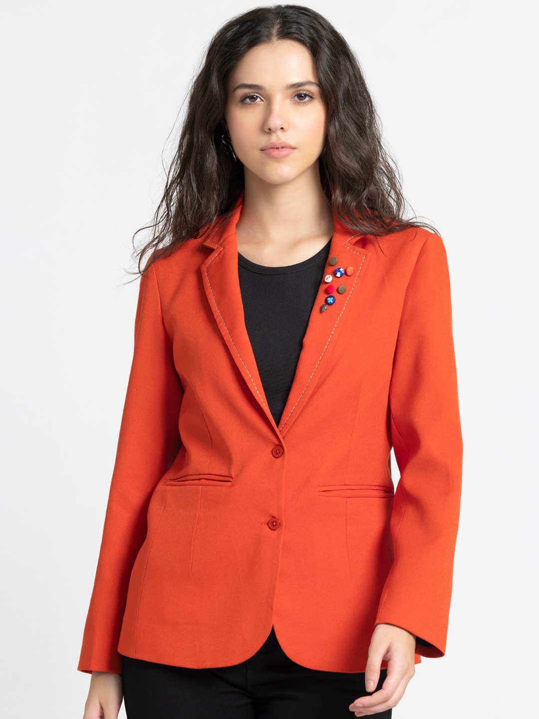 

SHAYE Single Breasted Blazer, Orange