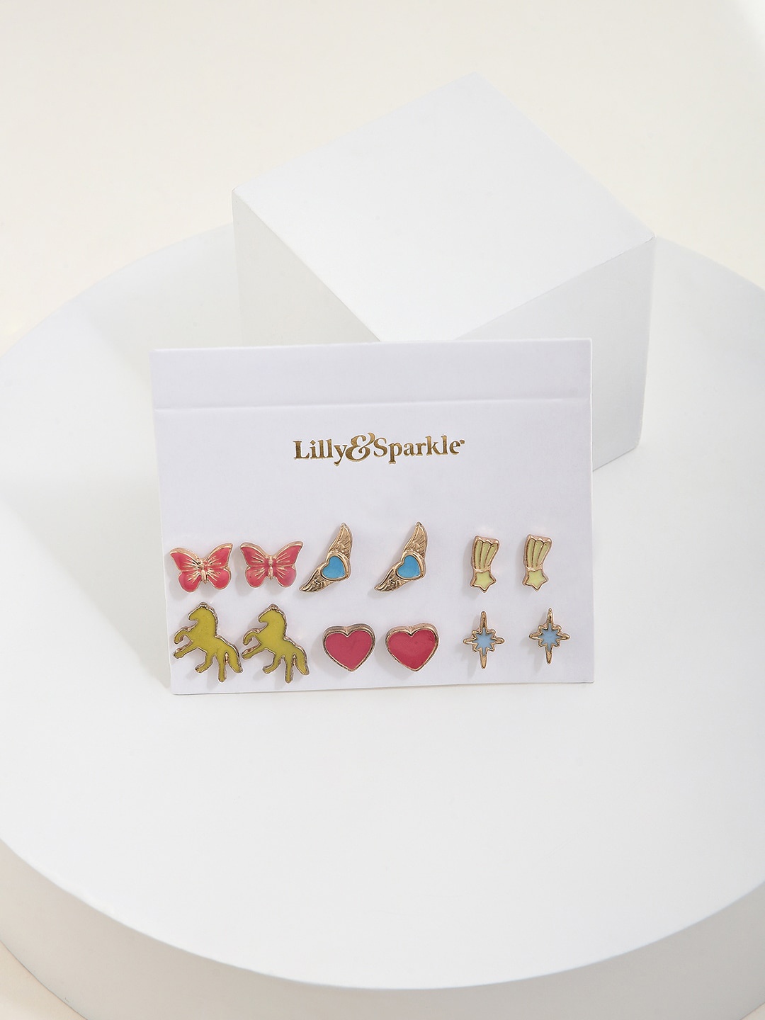 

Lilly & sparkle Set of 6 Gold Plated Circular Studs Earrings