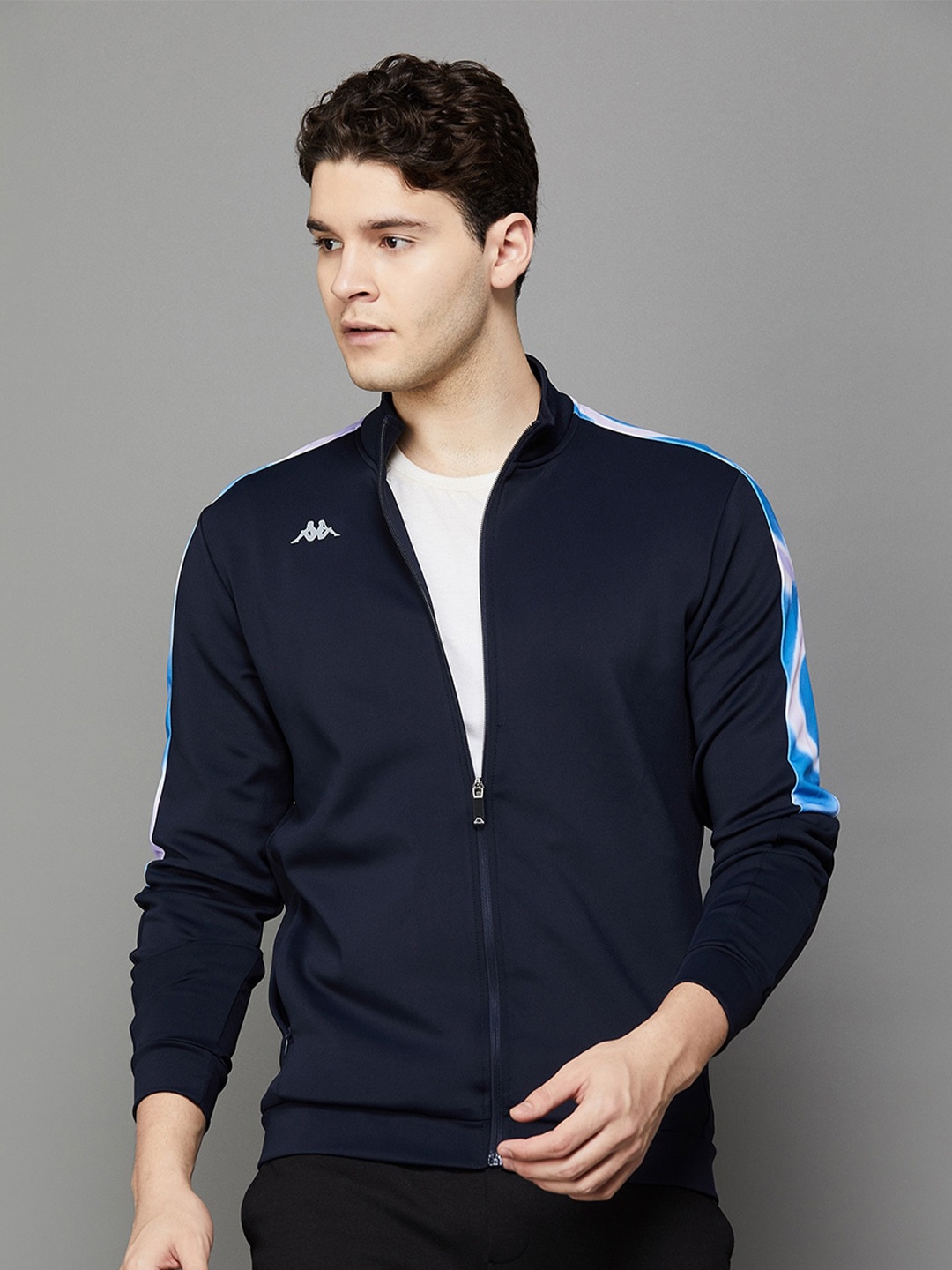 

Kappa Mock Collar Long Sleeve Front-Open Sweatshirt, Blue