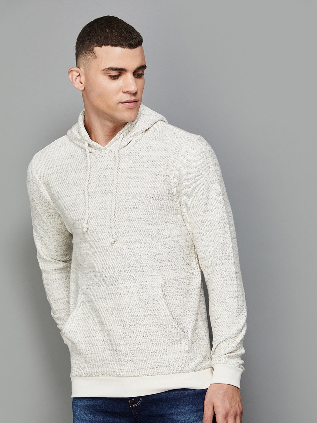 

Forca by Lifestyle Self Design Hooded Neck Cotton Sweatshirt, Off white