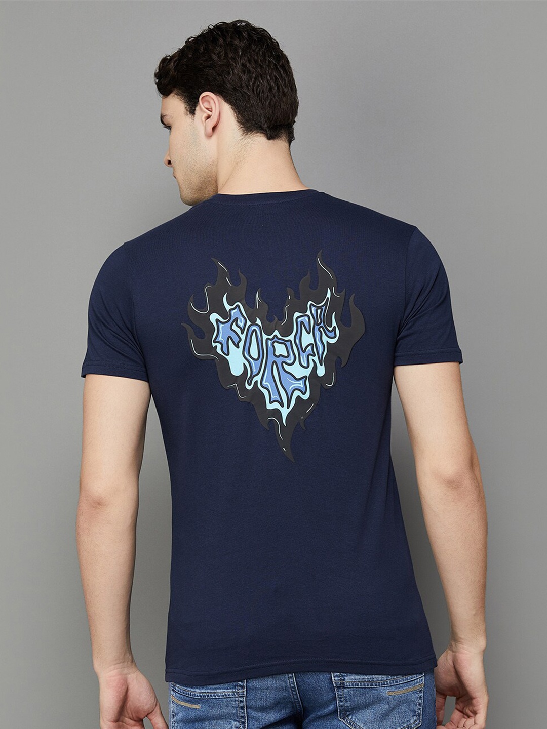 

Forca by Lifestyle Graphic Printed Cotton T-shirt, Blue