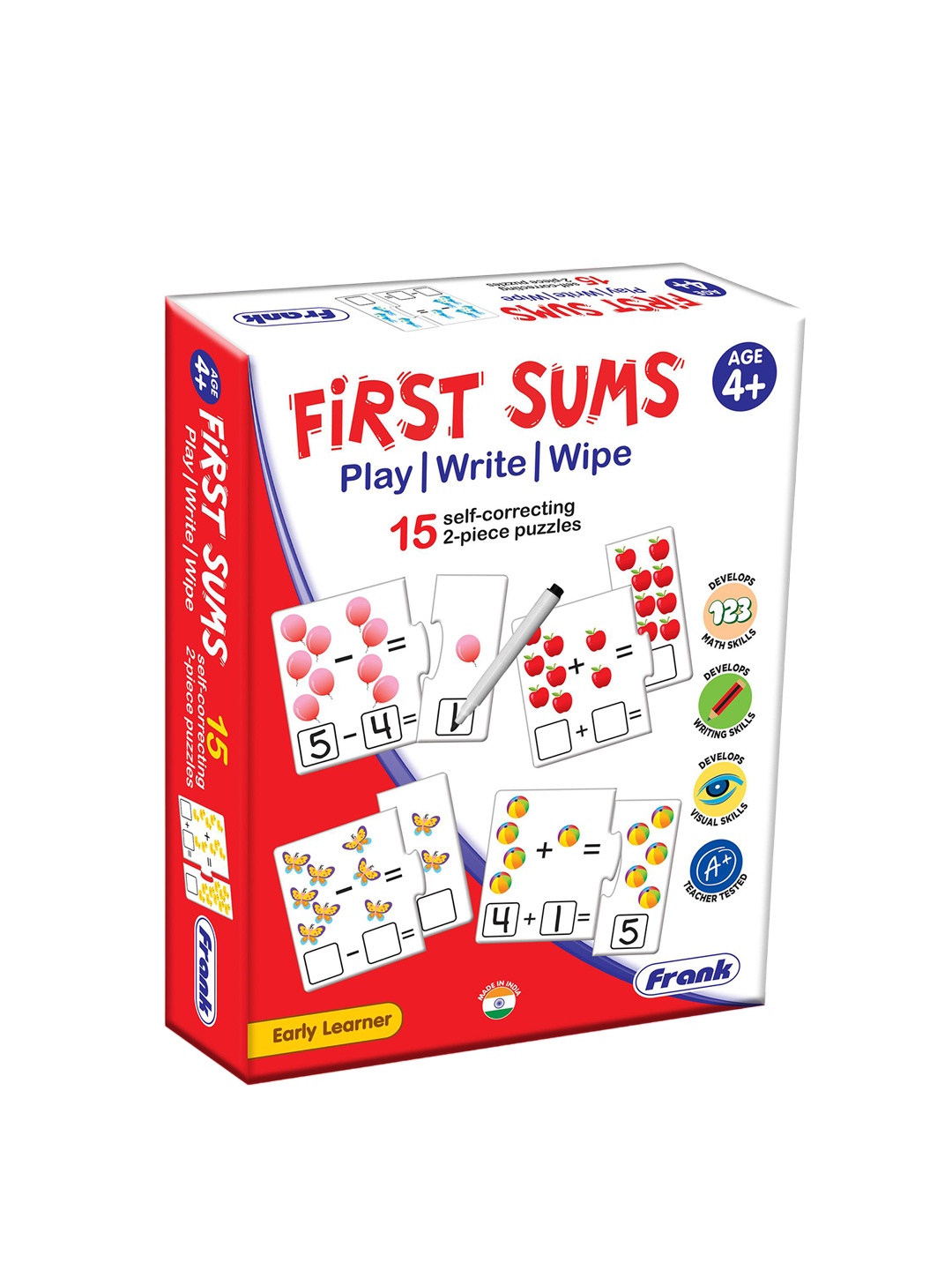

Frank Kids 15 Self Correcting Sums Puzzle Learning and Development Toys, White